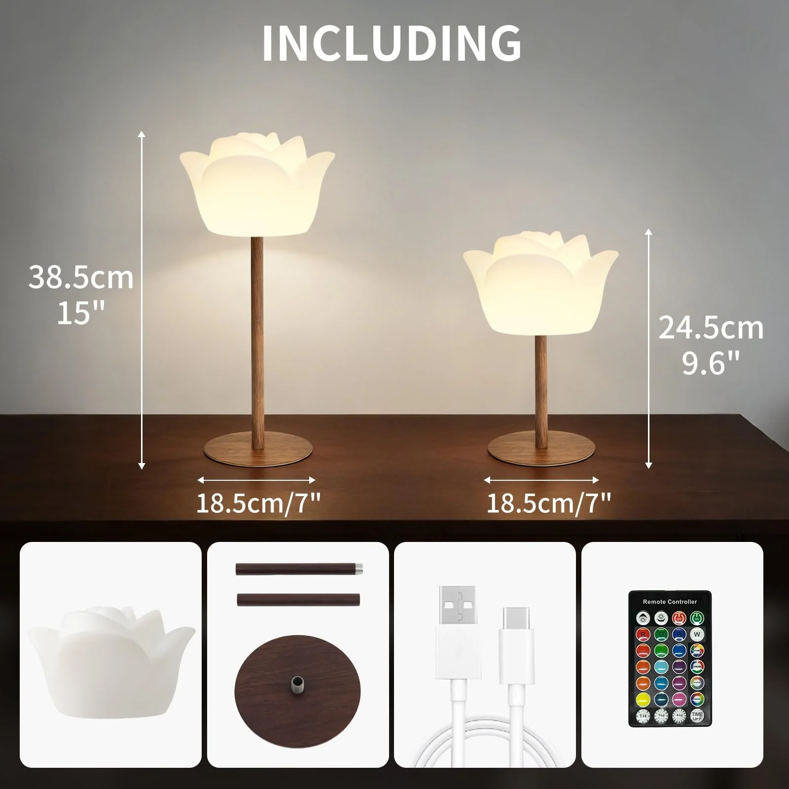 Настільна лампа Flower Design Wireless IP64 RGB 130 лм 4000 mAh 27/41 см White, фото №7