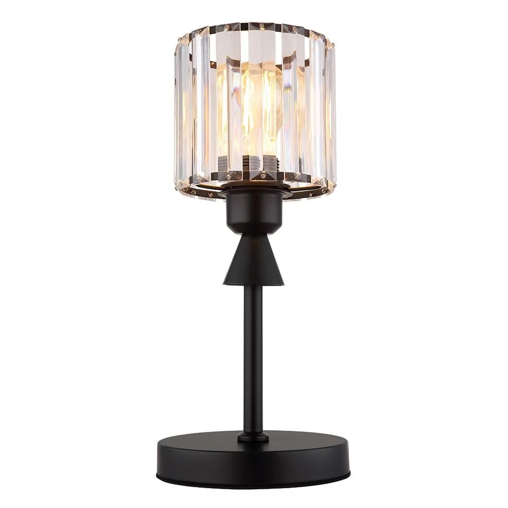 Настольная лампа GLOBO LIGHTING Металлическая Акриловые кристаллы 1x E27 Высота 34,3 см Черная, фото №6