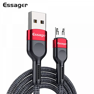 Зарядный кабель ESSAGER micro USB 2.4A черный 1метр(PS) - Фото 1