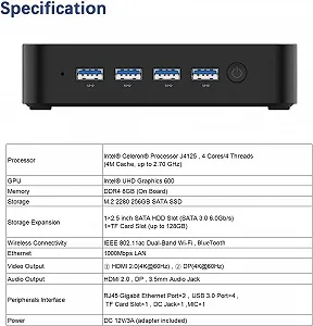 Міні ПК MINIS FORUM GK41 / Intel Celeron J4125 / RAM 8GB / SSD 256GB / HDMI / 2 х LAN / Wi-Fi 5 / Bluetooth 4.2 / Windows 11 / Чорний synthetic.ua - Фото 1