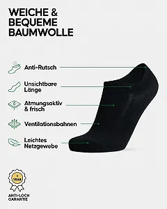 Носки DANISH ENDURANCE Unisex Sneaker, невидимые, 6 пар synthetic.ua - Фото 1