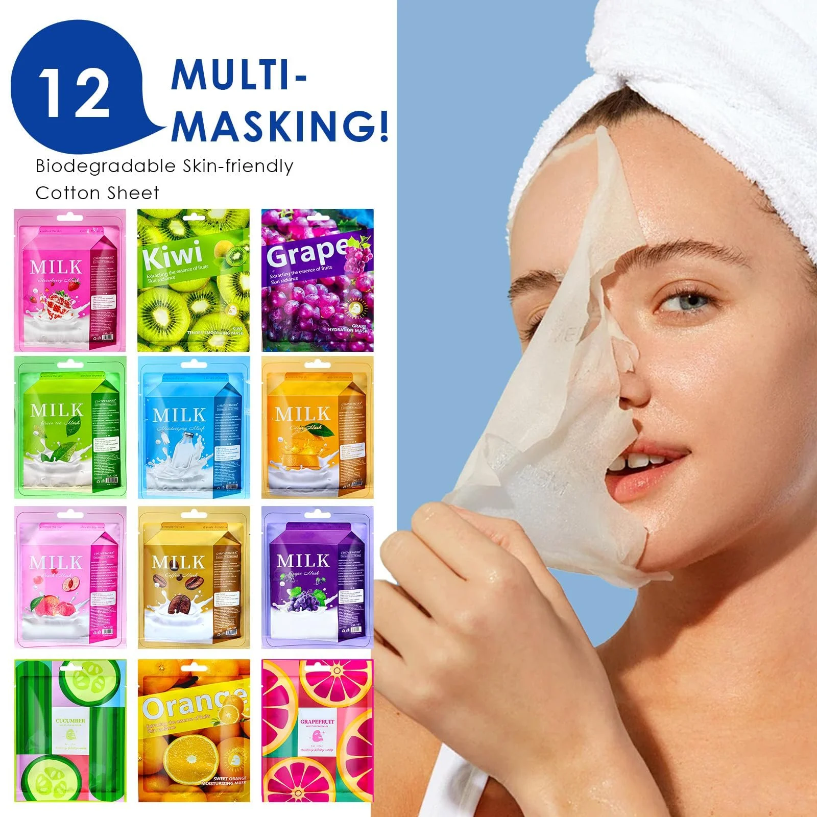 Набір тканинних масок для обличчя Daily Care Зволожуючі маски для різних потреб шкіри, 12 шт, фото №2 Набір тканинних масок для обличчя Daily Care Зволожуючі маски для різних потреб шкіри, 12 шт, фото №2