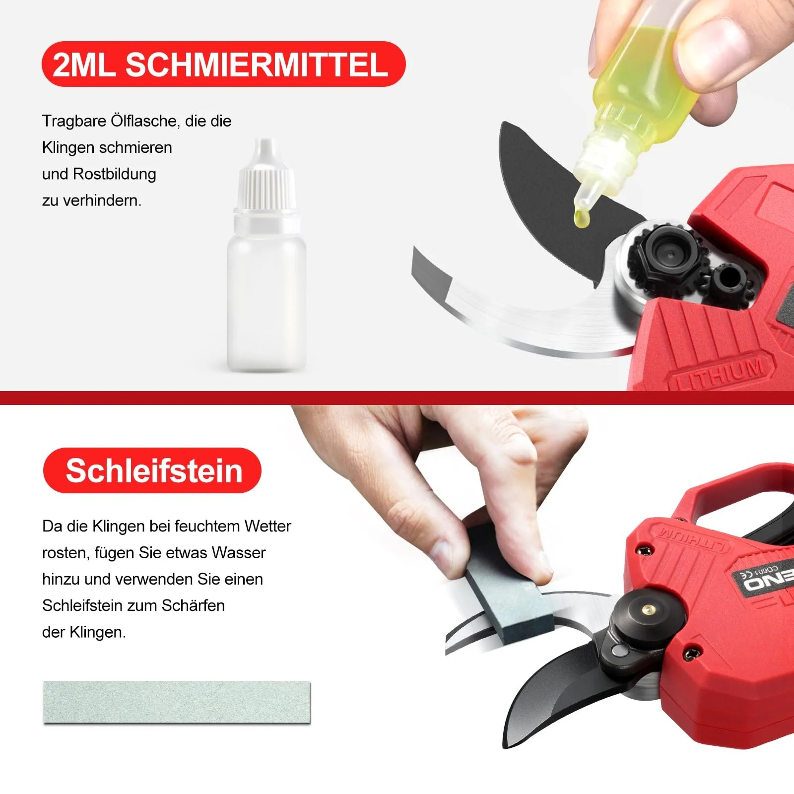 Секатор TEENO акумуляторний безщітковий електричний 2 x 2000mAh, фото №4