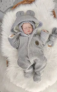 Теплий набір для новонародженогоТедді сірий synthetic.ua - Фото 1