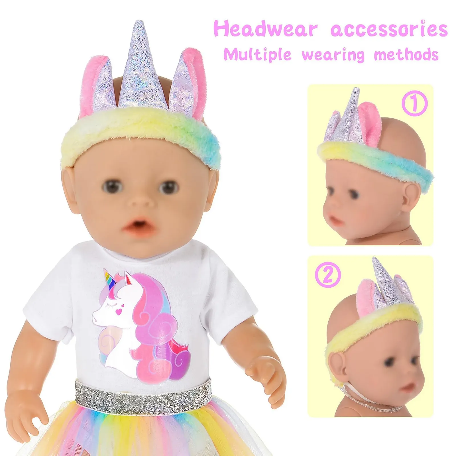 Одежда для куклы ebuddy 2 комплекта, включая ромпер, платье, шапку и повязку на голову, фото №3 Одежда для куклы ebuddy 2 комплекта, включая ромпер, платье, шапку и повязку на голову, фото №3