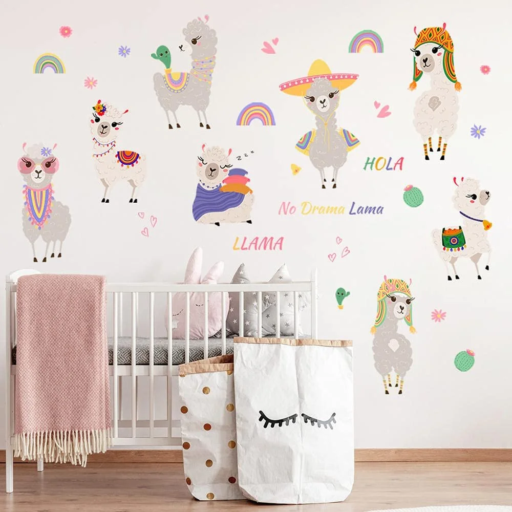 Наклейка на стіну Лама для дитячої кімнати 30 x 90 см (2 аркуші), фото №3 Наклейка на стіну Лама для дитячої кімнати 30 x 90 см (2 аркуші), фото №3