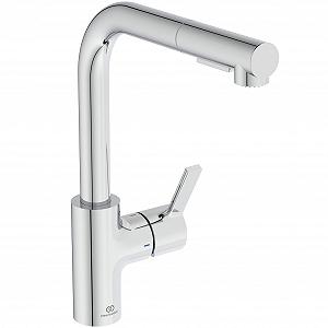 Змішувач для кухні Ideal Standard Gusto з високим L-подібним виливом та висувним душем Хром - Фото 1