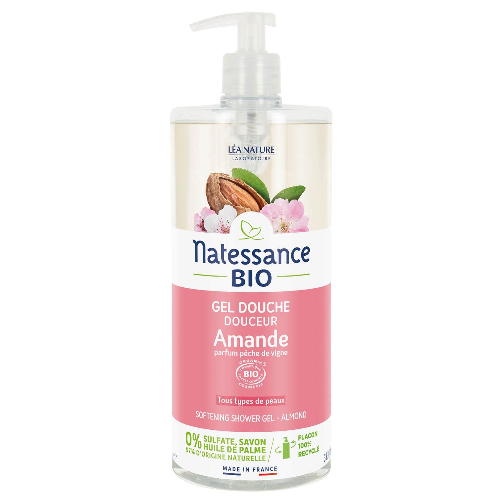 Крем-гель для душа Natessance Hygiène Almond & Vine Peach бессульфатный 1 л, фото №1 Крем-гель для душа Natessance Hygiène Almond & Vine Peach бессульфатный 1 л, фото №1