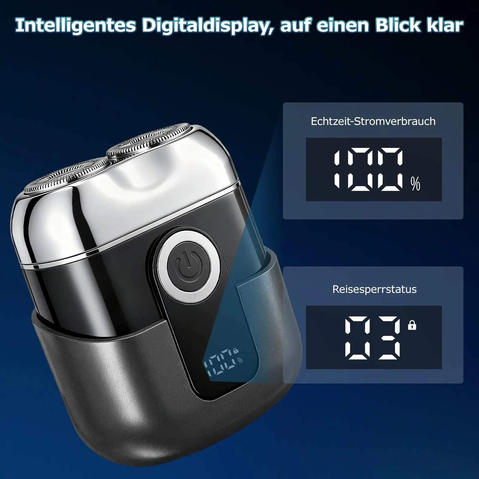 Міні-електробритва Travel Shaver IPX6 подвійна головка LED-дисплей USB-C Grey, фото №5 Міні-електробритва Travel Shaver IPX6 подвійна головка LED-дисплей USB-C Grey, фото №5