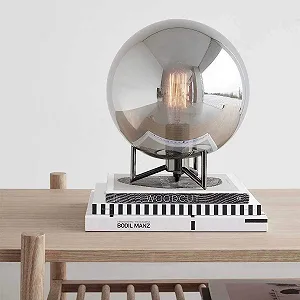 Настільна лампа Hübsch металева 26 x 30 см E27/40 W сіра synthetic.ua - Фото 1