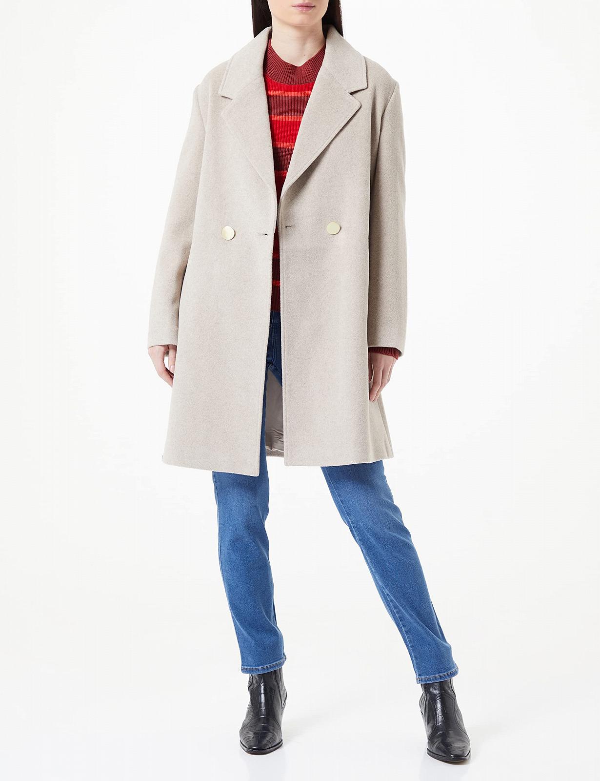 Пальто Armani Exchange Максі Однобортне на Ґудзиках з Поясом Вовна Жіноче, фото №2