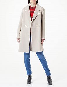 Пальто Armani Exchange Максі Однобортне на Ґудзиках з Поясом Вовна Жіноче synthetic.ua - Фото 1