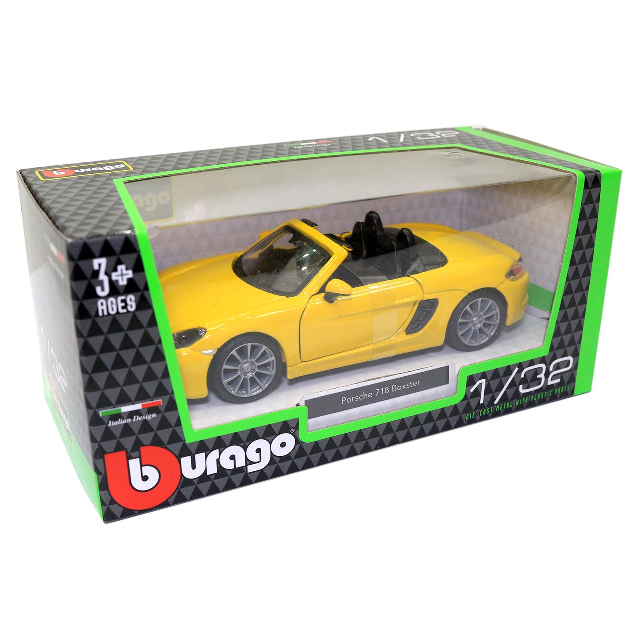 Машинка металлическая Porsche 718 Boxster Bburago Порше желтый 13*4*6 см (18-43049), фото №8