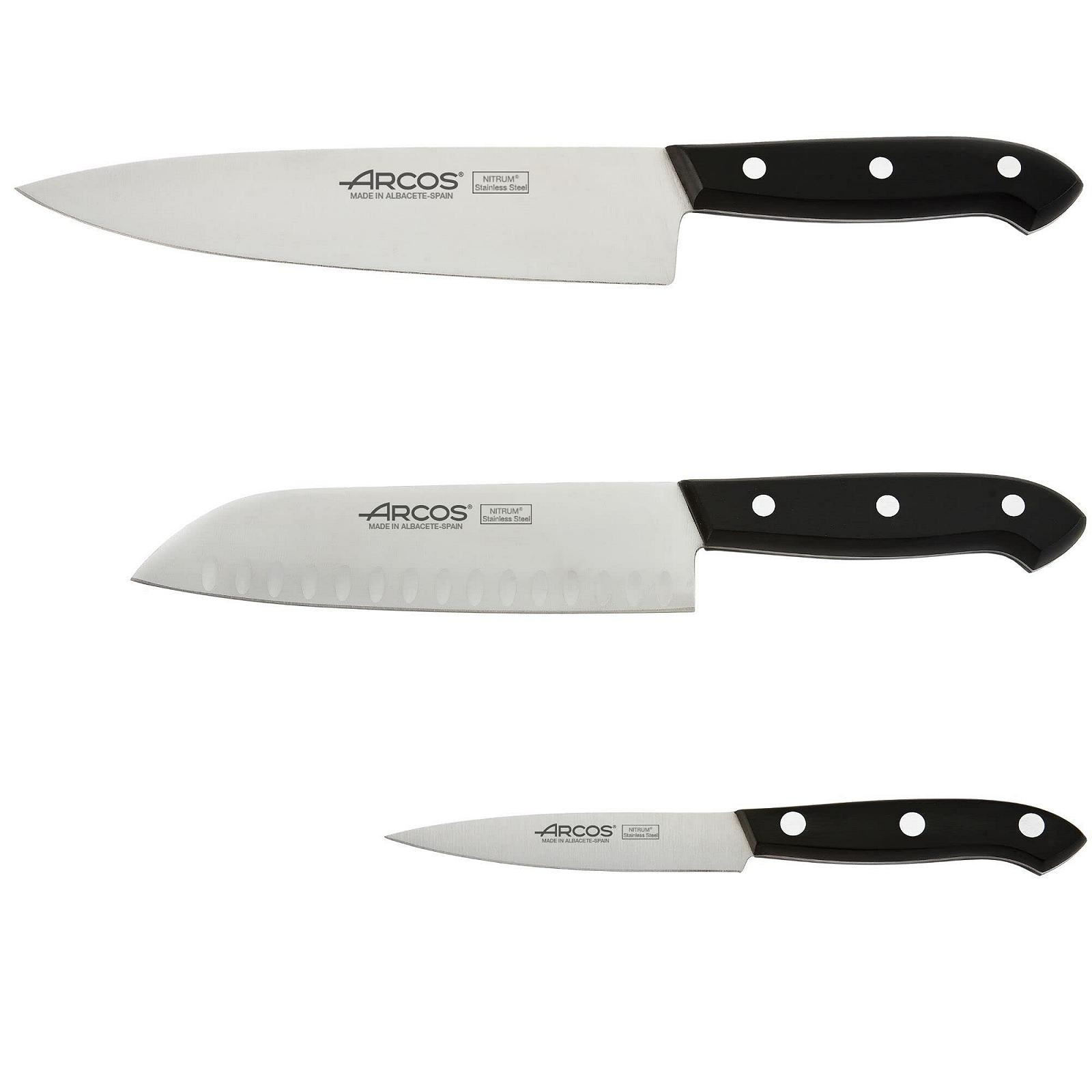 Набір кухонних ножів Arcos Professional, 3 шт, чорна ручка, фото №1