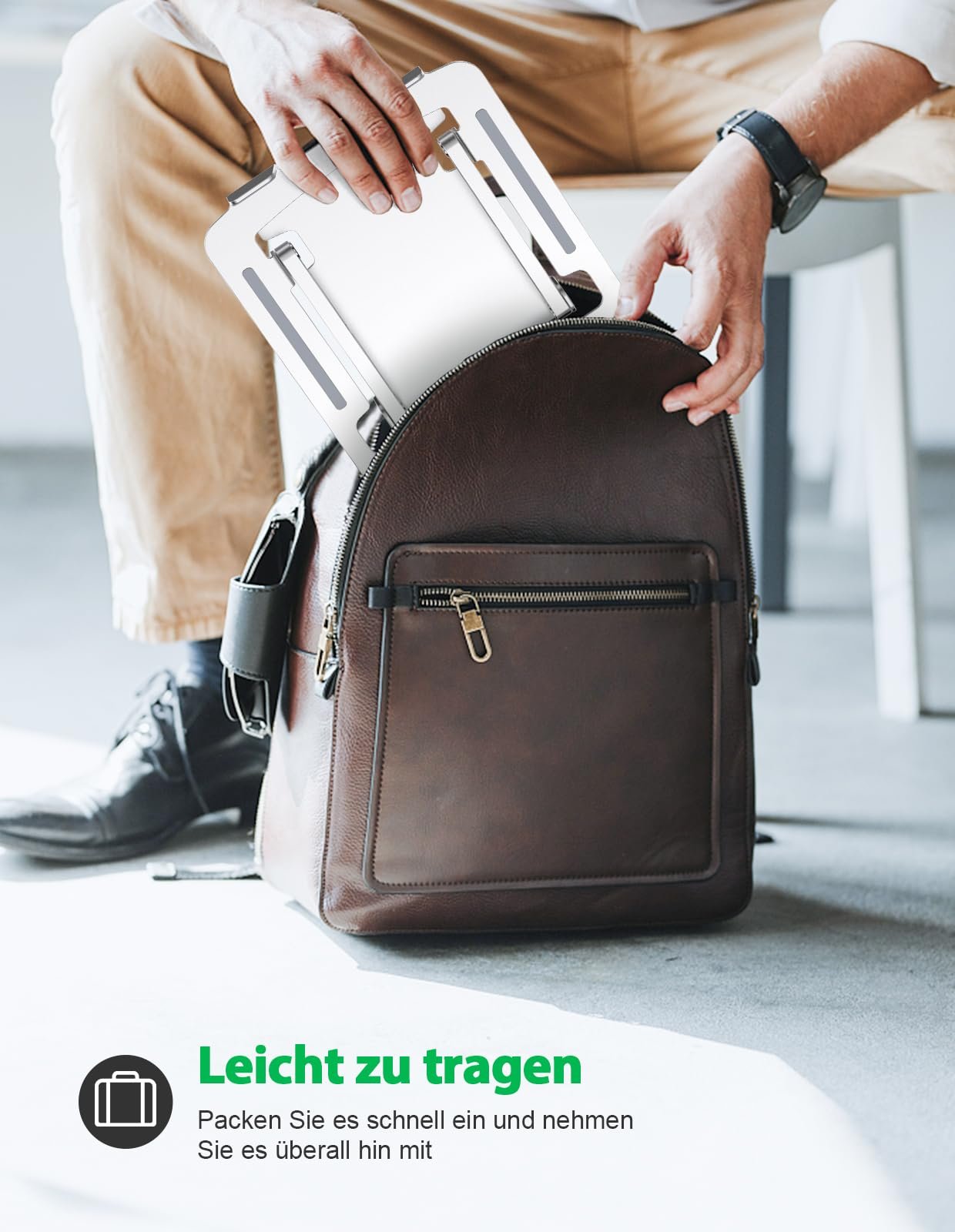 Підставка для ноутбука Glangeh Алюмінієва Міцна, Вентильована Ергономічна з Регульованою Висотою, Розсіювання Тепла Сумісна з MacBook Pro Air, Dell, HP, Усіма 10-16 Дюймовими Ноутбуками, фото №4