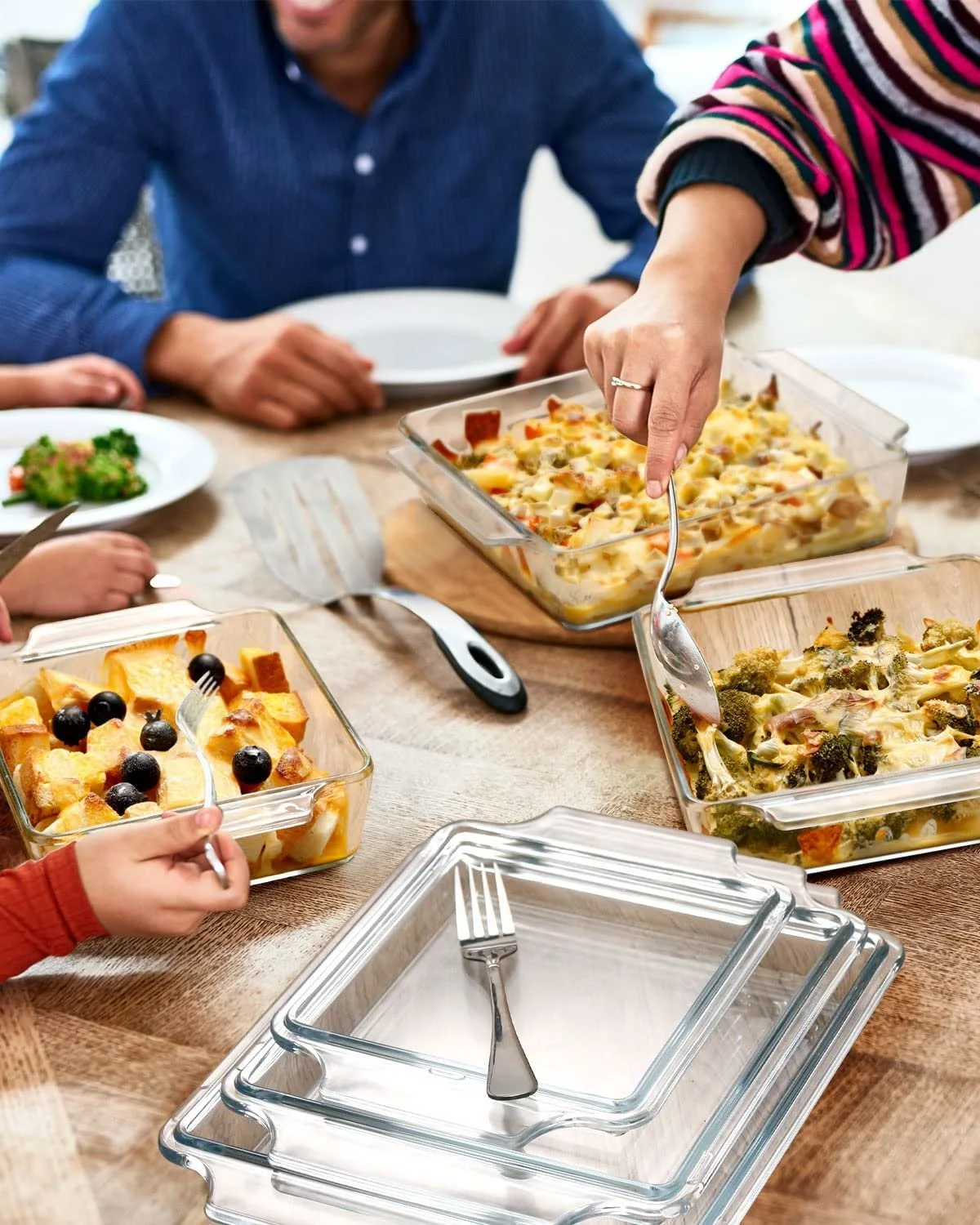 Стеклянная форма для запекания 1 л Квадратная с крышкой Для микроволновой печи и духовки, фото №7