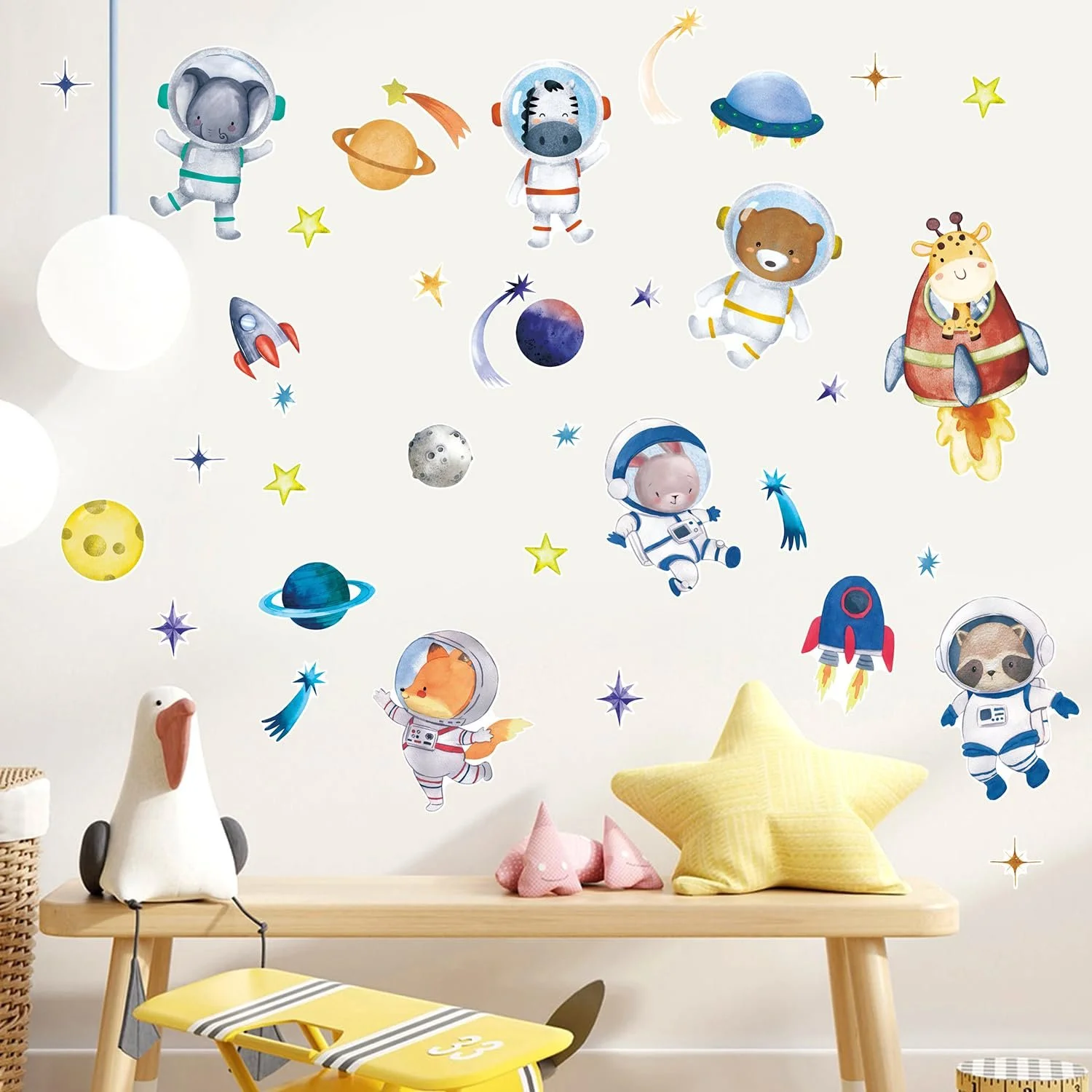Наклейка на стіну HPNIUB Animals Astronaut 134 x 40 см Light Colour, фото №1