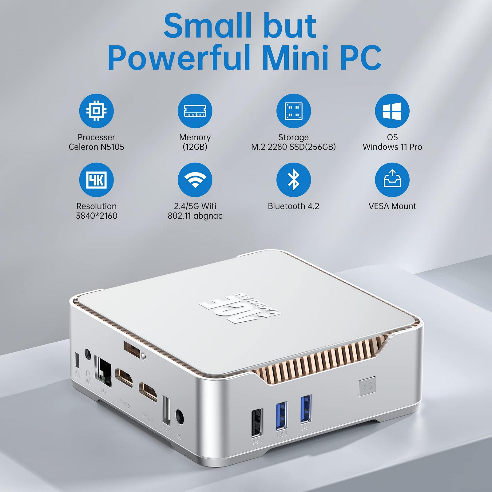 Міні ПК ACEMAGICIAN Celeron N5105 12GB DDR4 256GB SSD чорний, фото №2