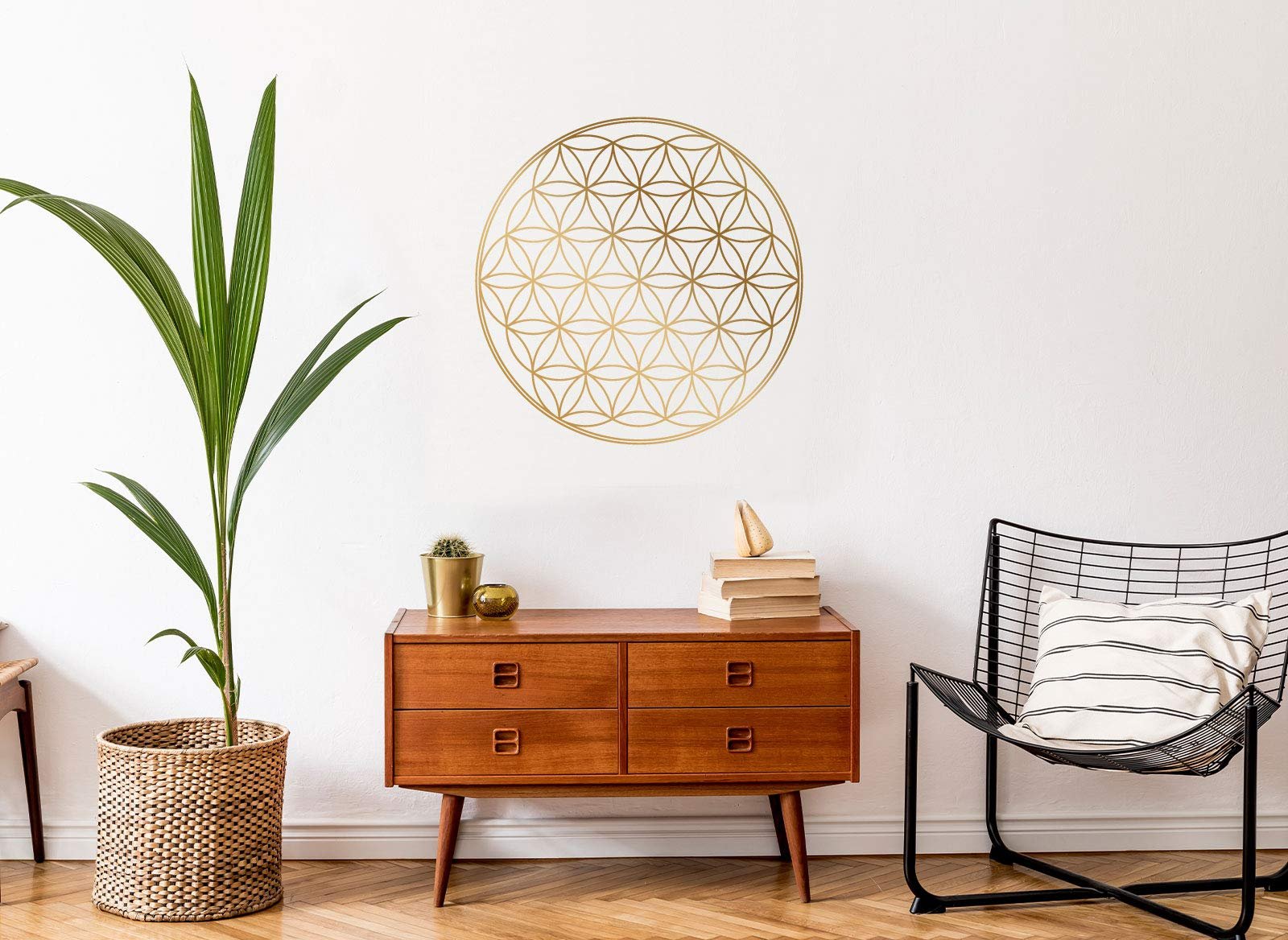 Наклейка на стіну Grandora W940 Квітка життя Мандала Золота 35 x 35 см, фото №3