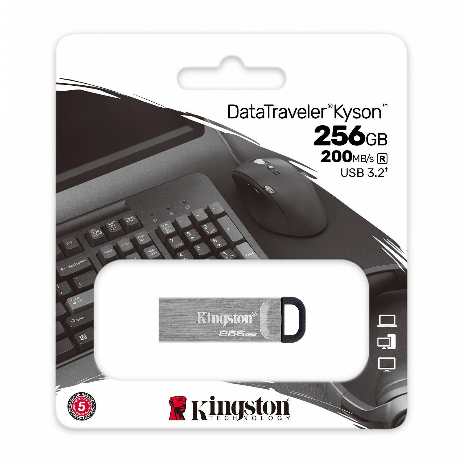 Флеш-накопичувач Kingston USB3.2 Gen 1 DT Kyson 256GB Silver-Black (DTKN/256GB), фото №3