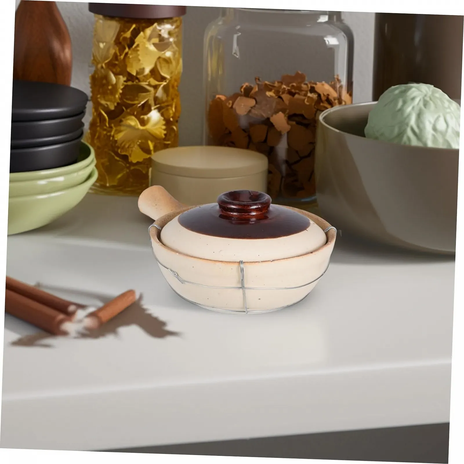 Глиняний горщик Ciieeo з кришкою керамічний для супів та рагу, фото №6