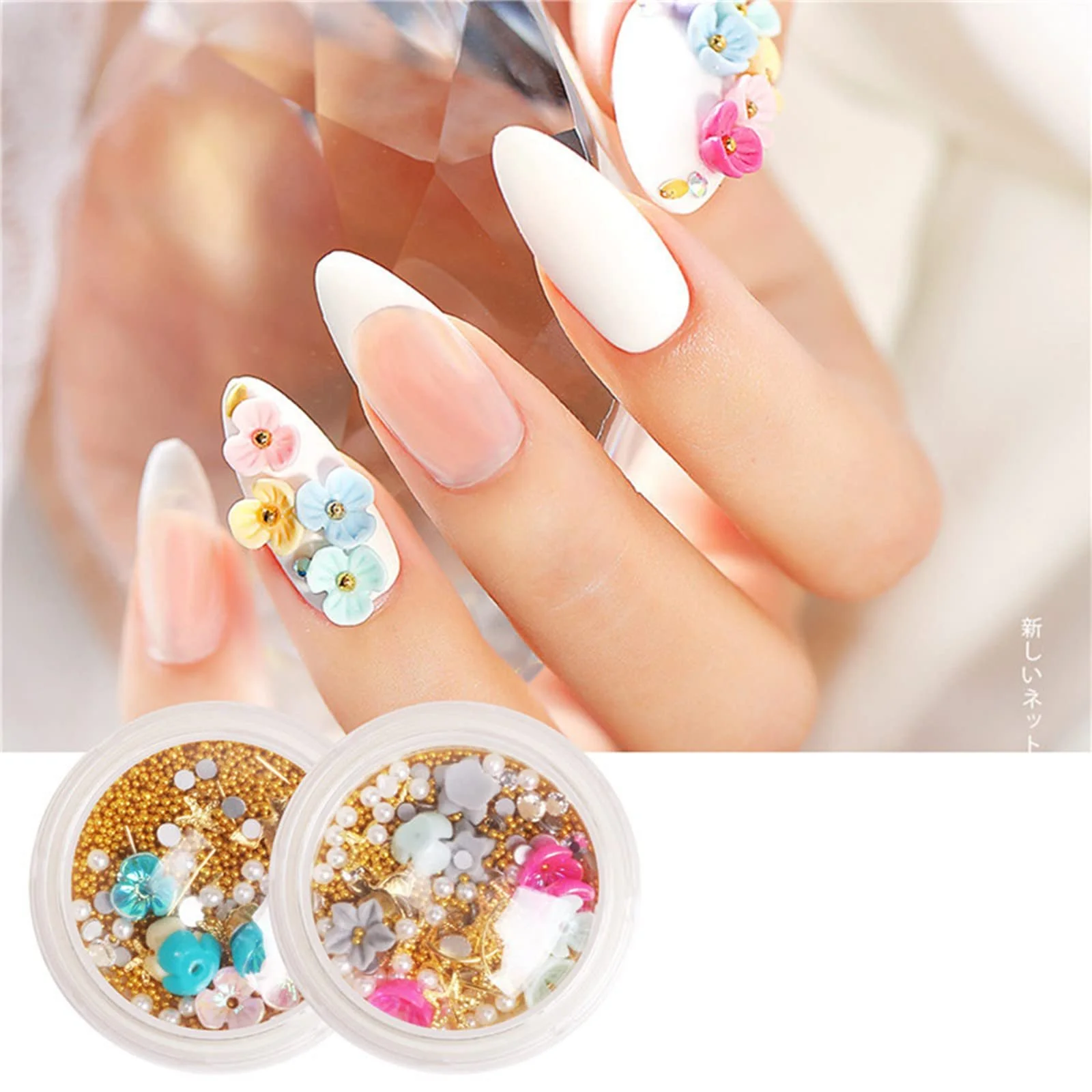 Квіти 3D Стрази Шпильки Намистини-самоцвіти 8 коробок, фото №6