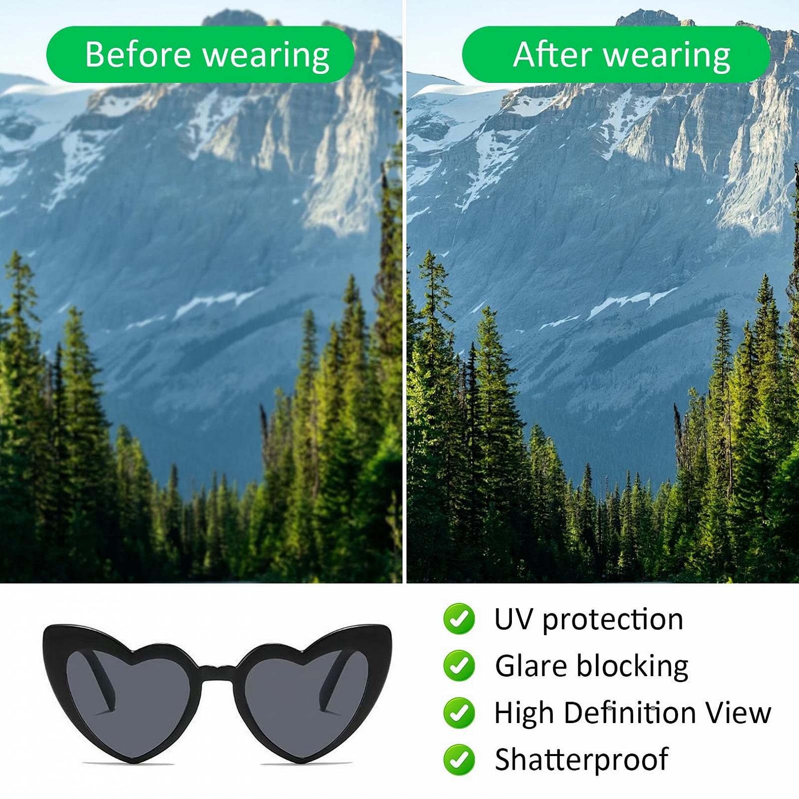 Набір Сонцезахисних Окулярів у Формі Серця Вінтаж Fashion Hippie Чорний, 8 шт, фото №5