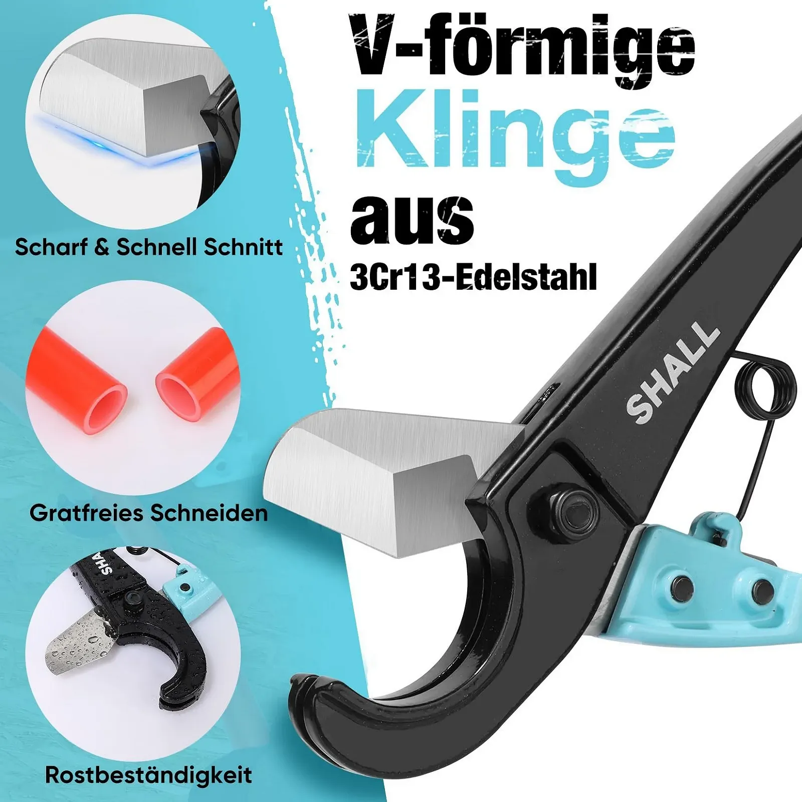 Труборез SHALL 1-35 мм (1-3/8 дюйма) с пружинным механизмом и фиксатором, фото №3