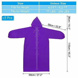 Пончо дощове PATIKIL, 5 шт, легке, багаторазове, EVA, для дорослих, для велоспорту, піших прогулянок, активного відпочинку, фіолетове synthetic.ua - Фото 1