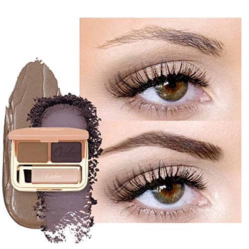 Палитра Oulac Eyebrow 2 в 1 Водостойкий Гель для Бровей Долговременный Пудра для Бровей, Заполняющие Волокна для Плотного Цвета с Кистью Зеркалом Strawburn, фото №1