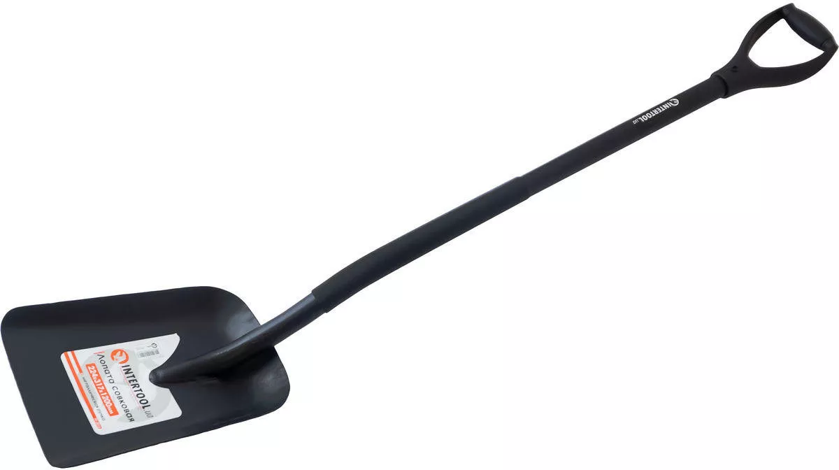 Лопата збігальна Intertool 224 x 314 1200 мм ручка металу, фото №1