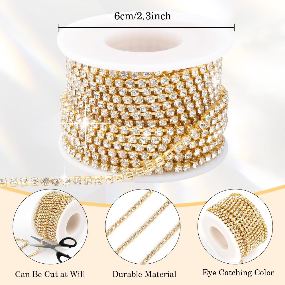 Ланцюжок зі стразами для нігтів 10 ярдів Срібна стрічка зі стразами 3 мм Блискучий, фото №3