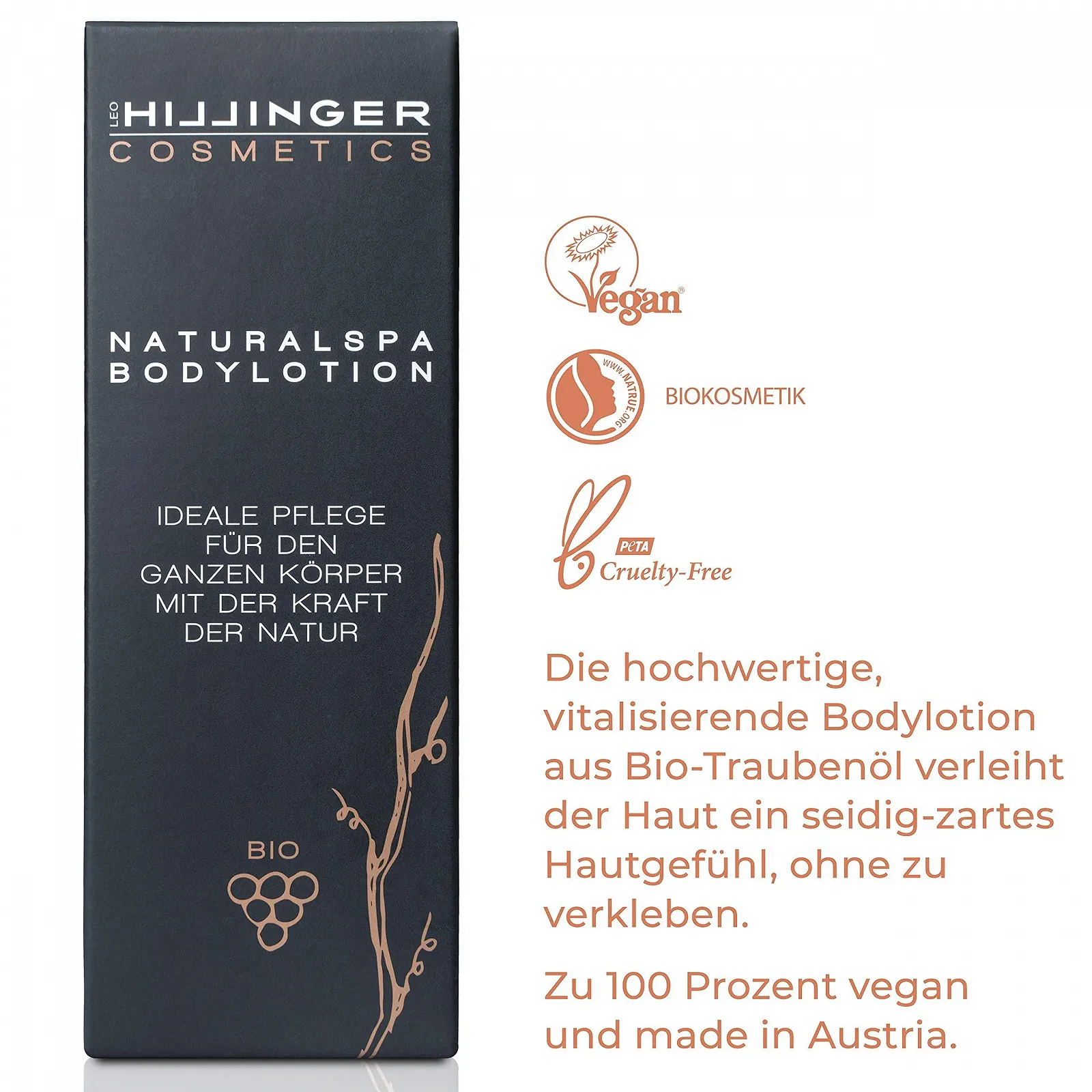 Лосьйон для тіла HILLINGER COSMETICS Organic з органічним виноградом для чоловіків та жінок, 200 мл, фото №3