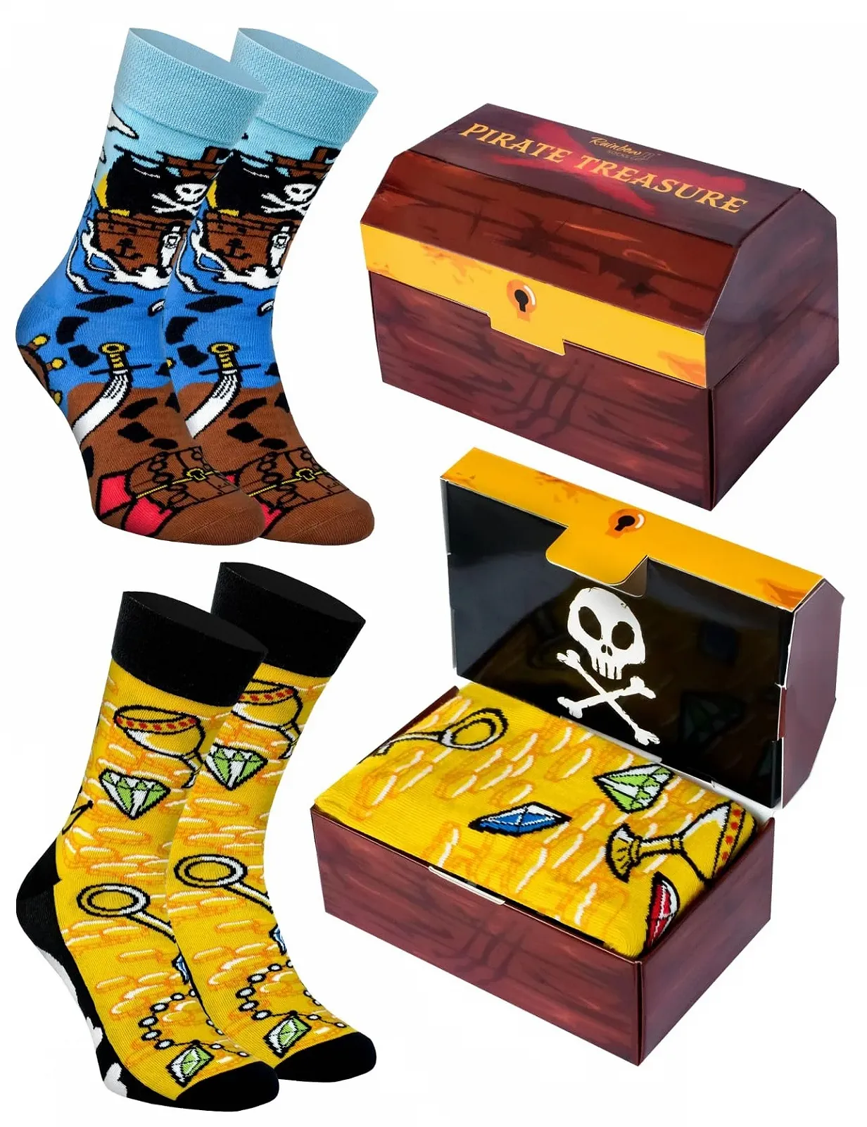 Шкарпетки Rainbow Socks Піратський скарб у коробці - Жіночі Чоловічі - 2 пари, фото №1