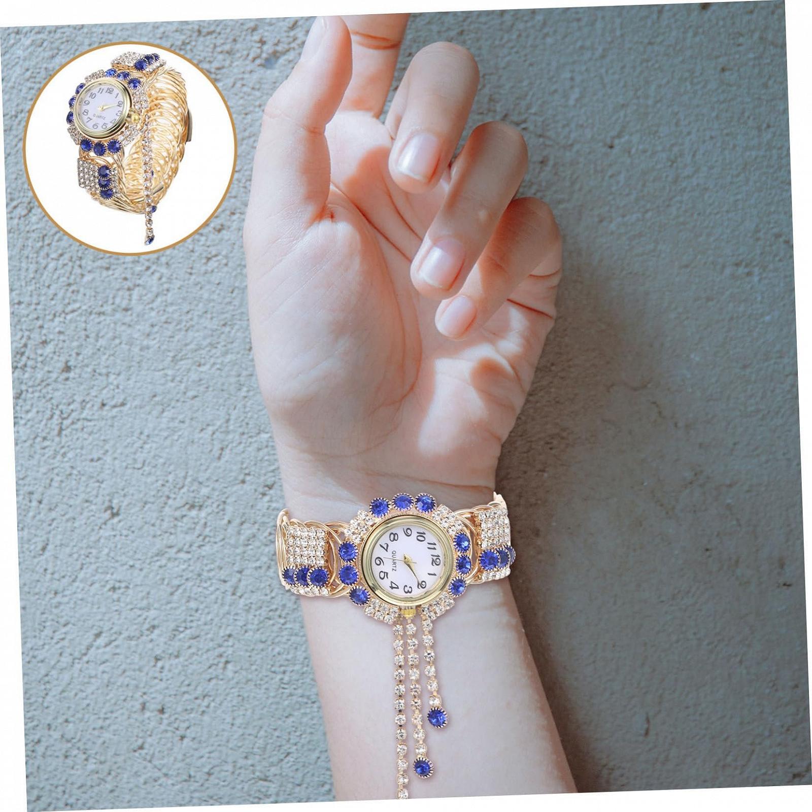 Годинник кварцовий PartyKindom Жіночий Вінтажний Браслет Синій, фото №8