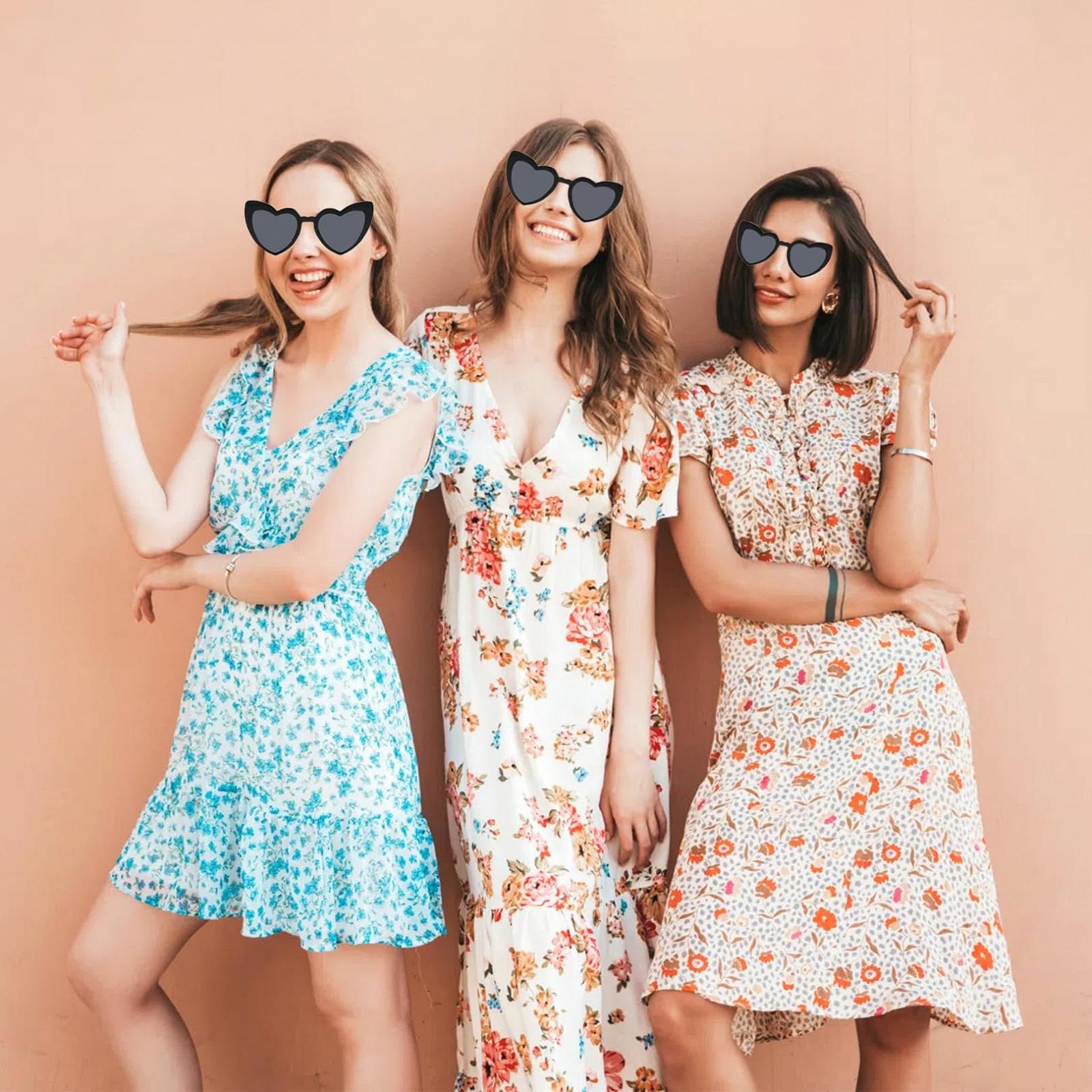 Набір Сонцезахисних Окулярів у Формі Серця Вінтаж Fashion Hippie Чорний, 8 шт, фото №7