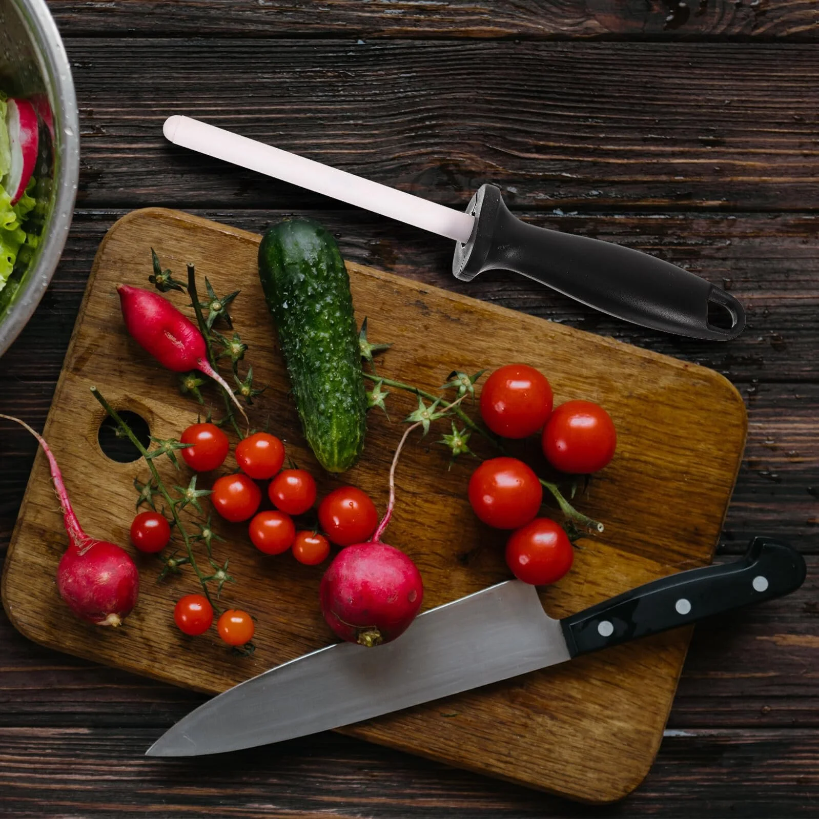 Мусат для ножів керамічний з ергономічною ручкою портативний білий, фото №7