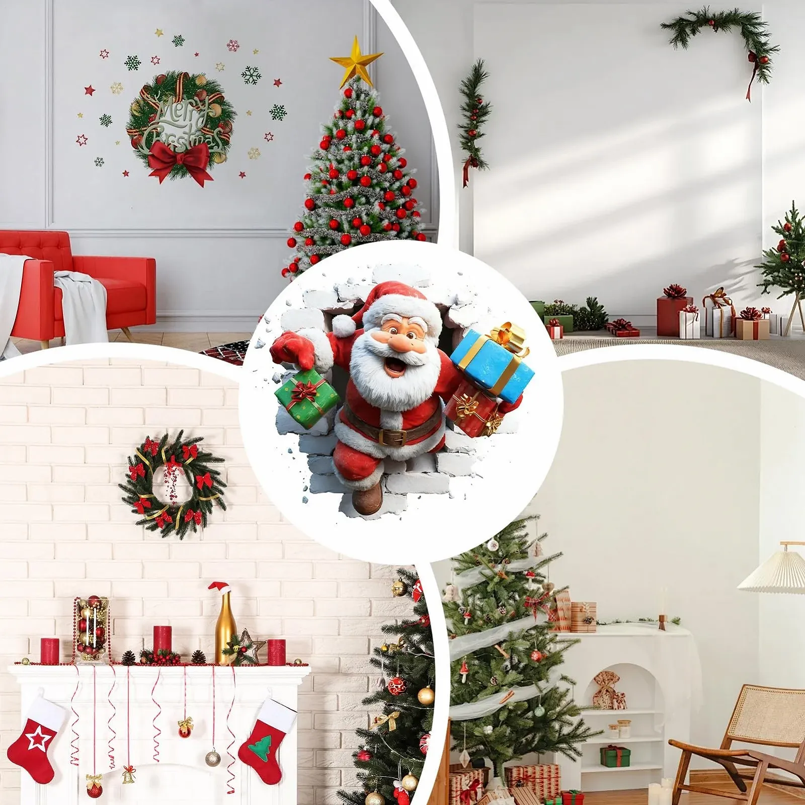 Наклейка на стіну 3D Santa Claus Christmas Sticker, фото №4 Наклейка на стіну 3D Santa Claus Christmas Sticker, фото №4
