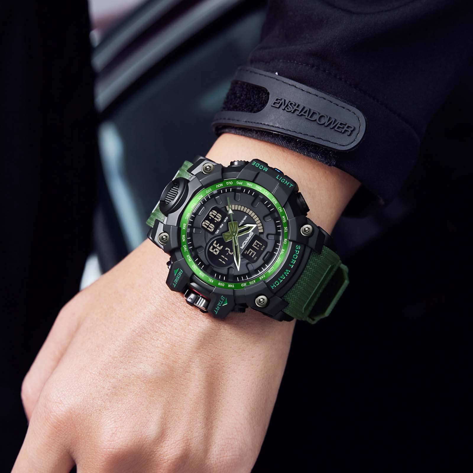 Часы rorios Унисекс Digital Military Спортивные Черный Зеленый A Ремешок, фото №6