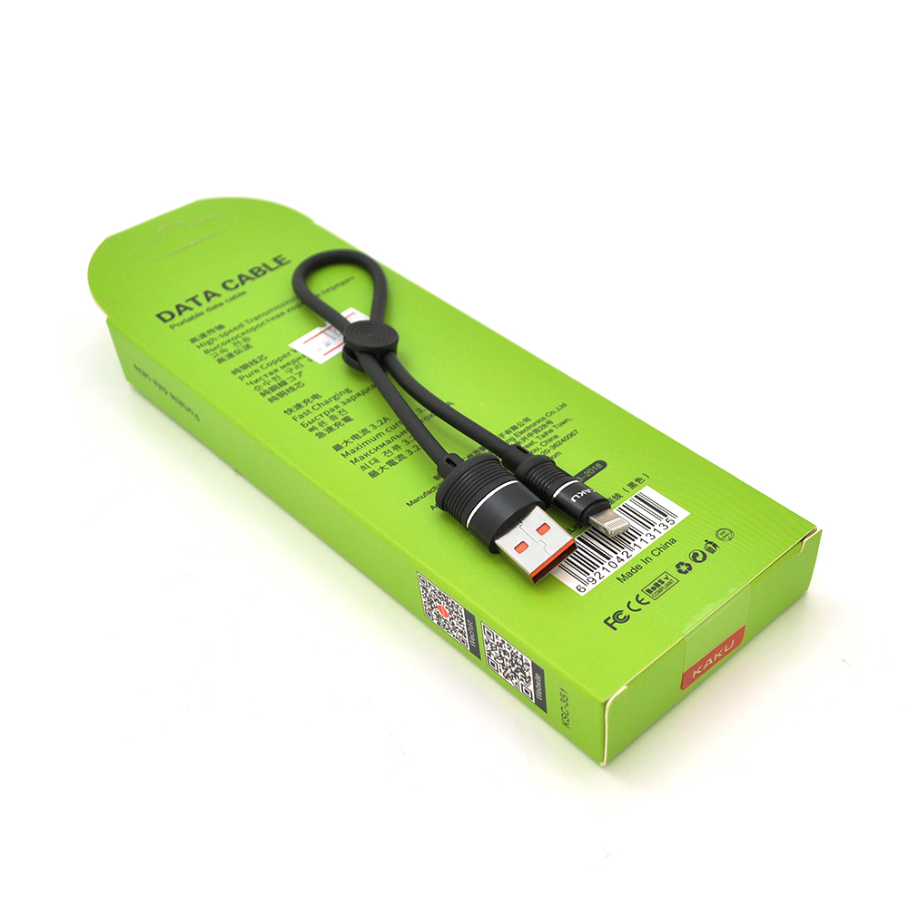 Кабель iKAKU KSC-351 XUNDIAN series for iphone Black длина 0,25м, 5А BOX, фото №1
