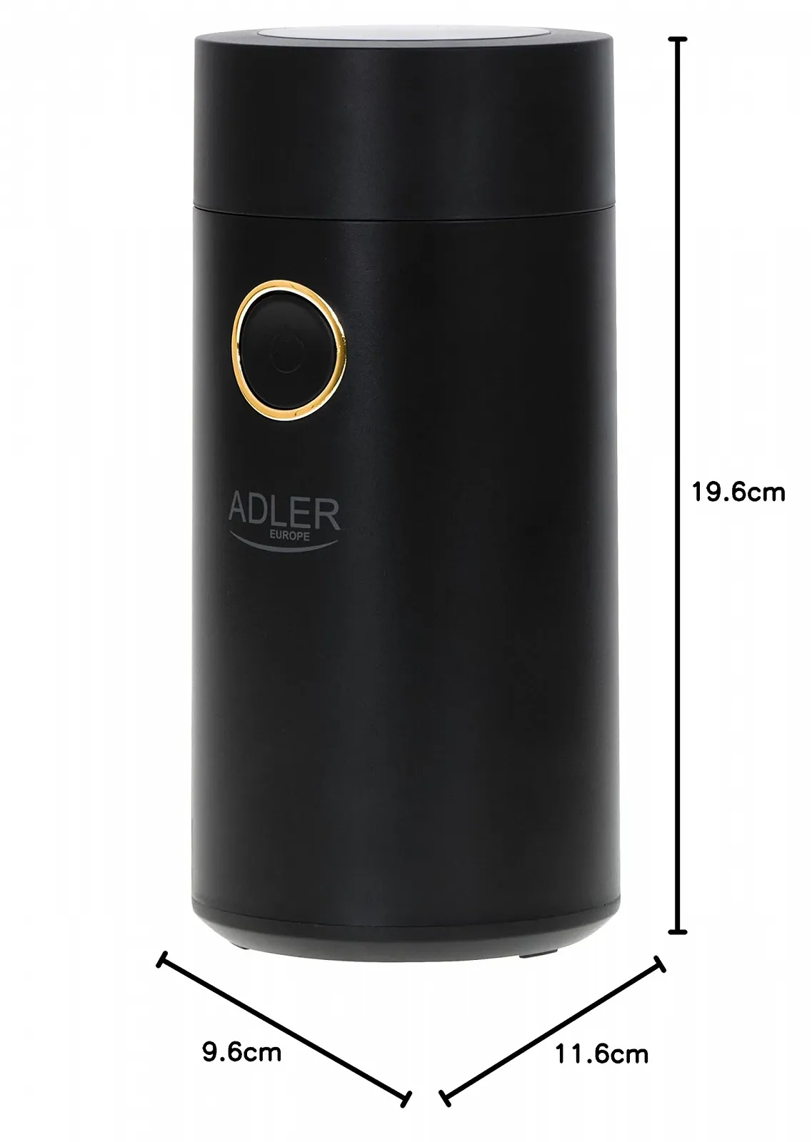 Электрическая кофемолка Adler AD 4446bg, 150 Вт, до 75 г, черно-золотая, фото №6