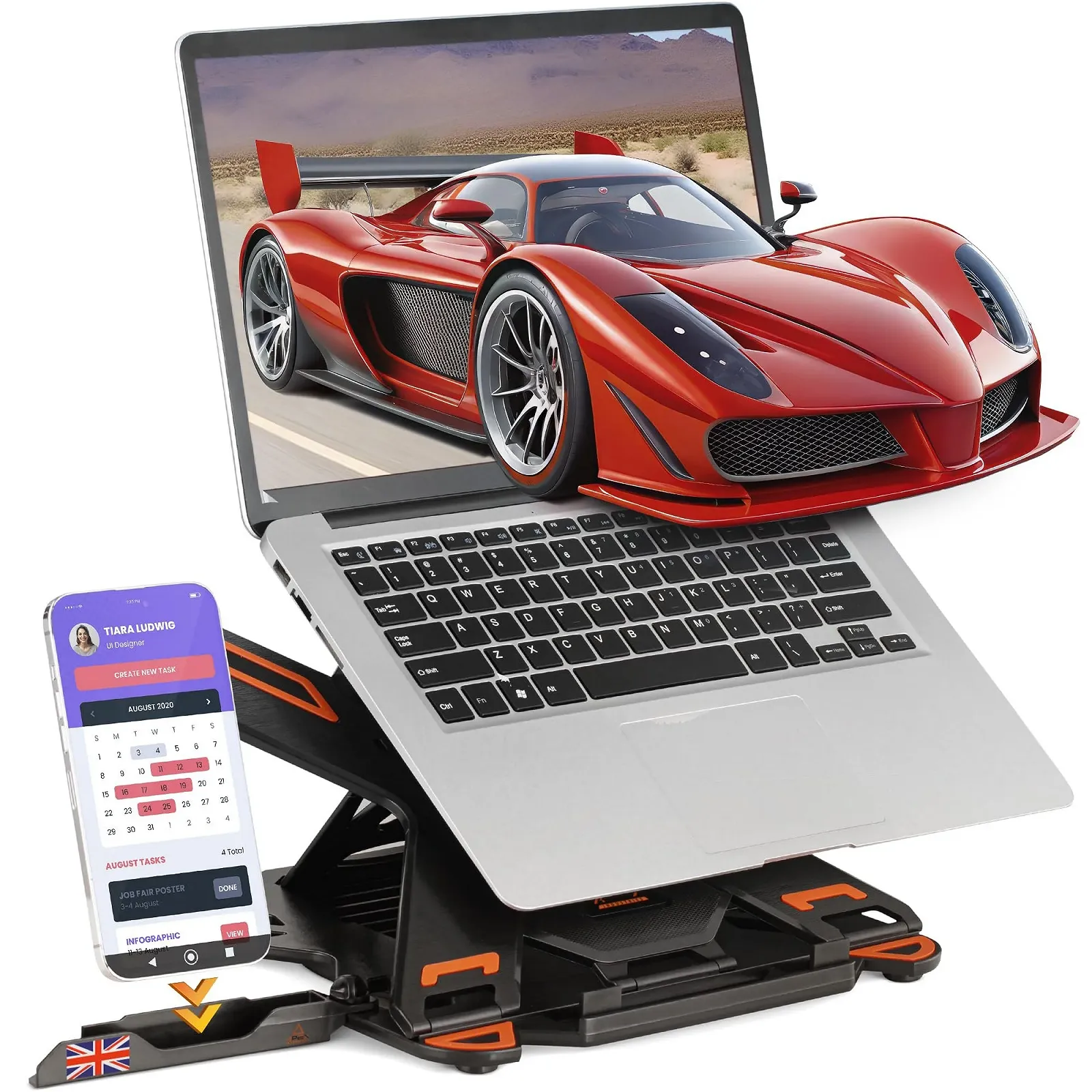 Подставка для ноутбука с держателем для телефона 360
Регулируемая подставка для ноутбука Совместима с 13"-17" ноутбуками и MacBook, фото №1