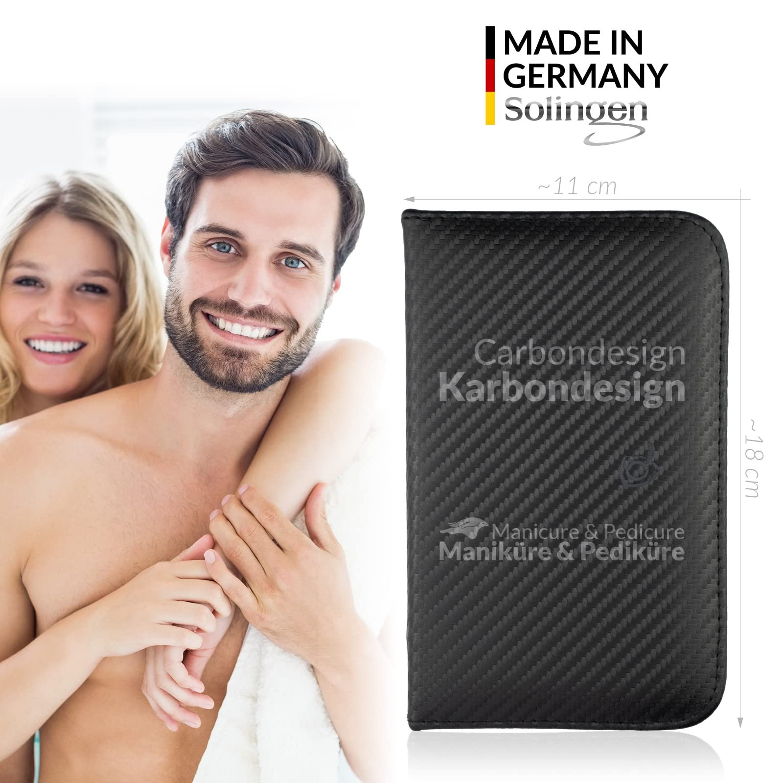 Набір для манікюру Solingen, 12 предметів, в чохлі зі штучної шкіри з карбоновим шаром, фото №2 Набір для манікюру Solingen, 12 предметів, в чохлі зі штучної шкіри з карбоновим шаром, фото №2