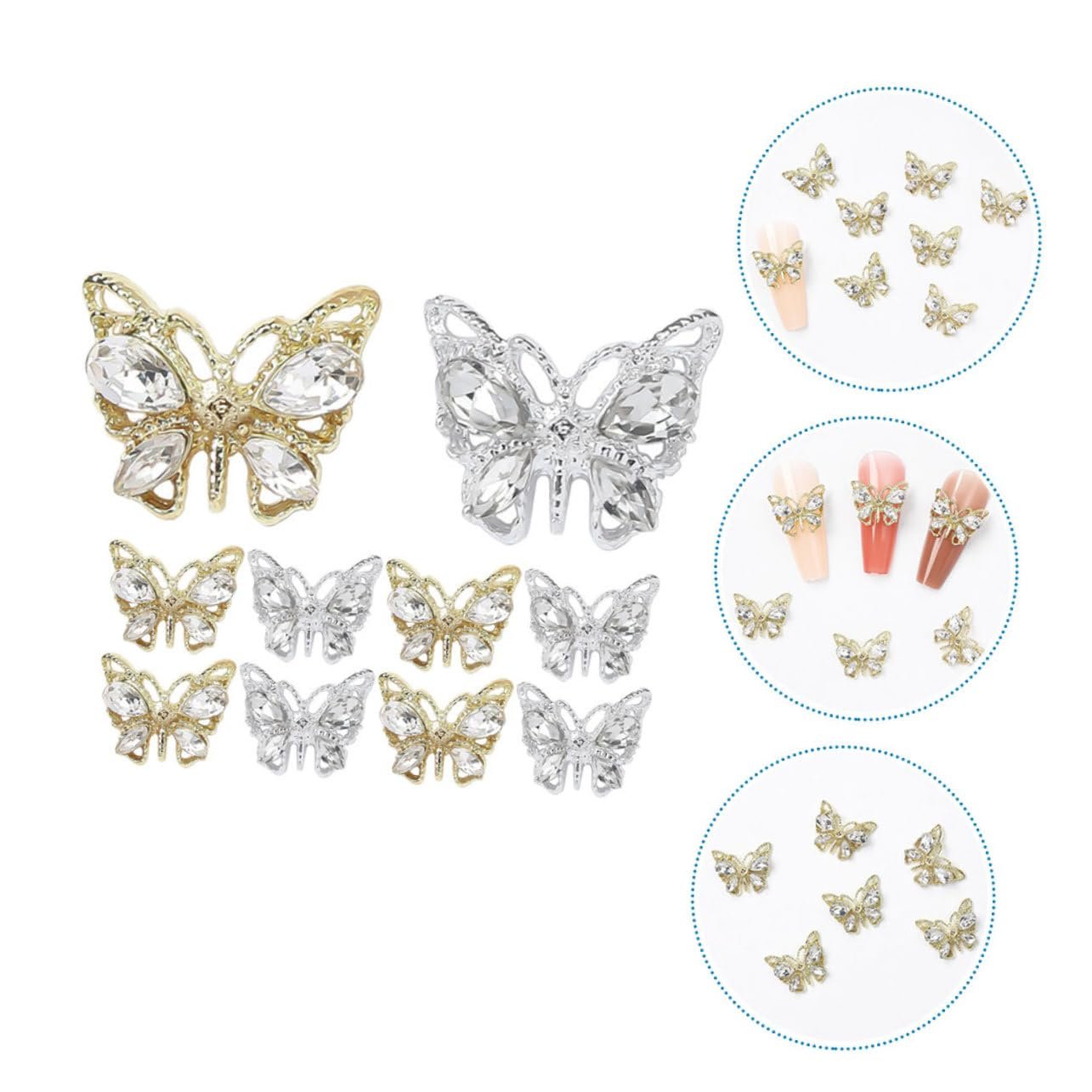 Метелики FOMIYES Стрази для дизайну нігтів Блискучі, фото №7