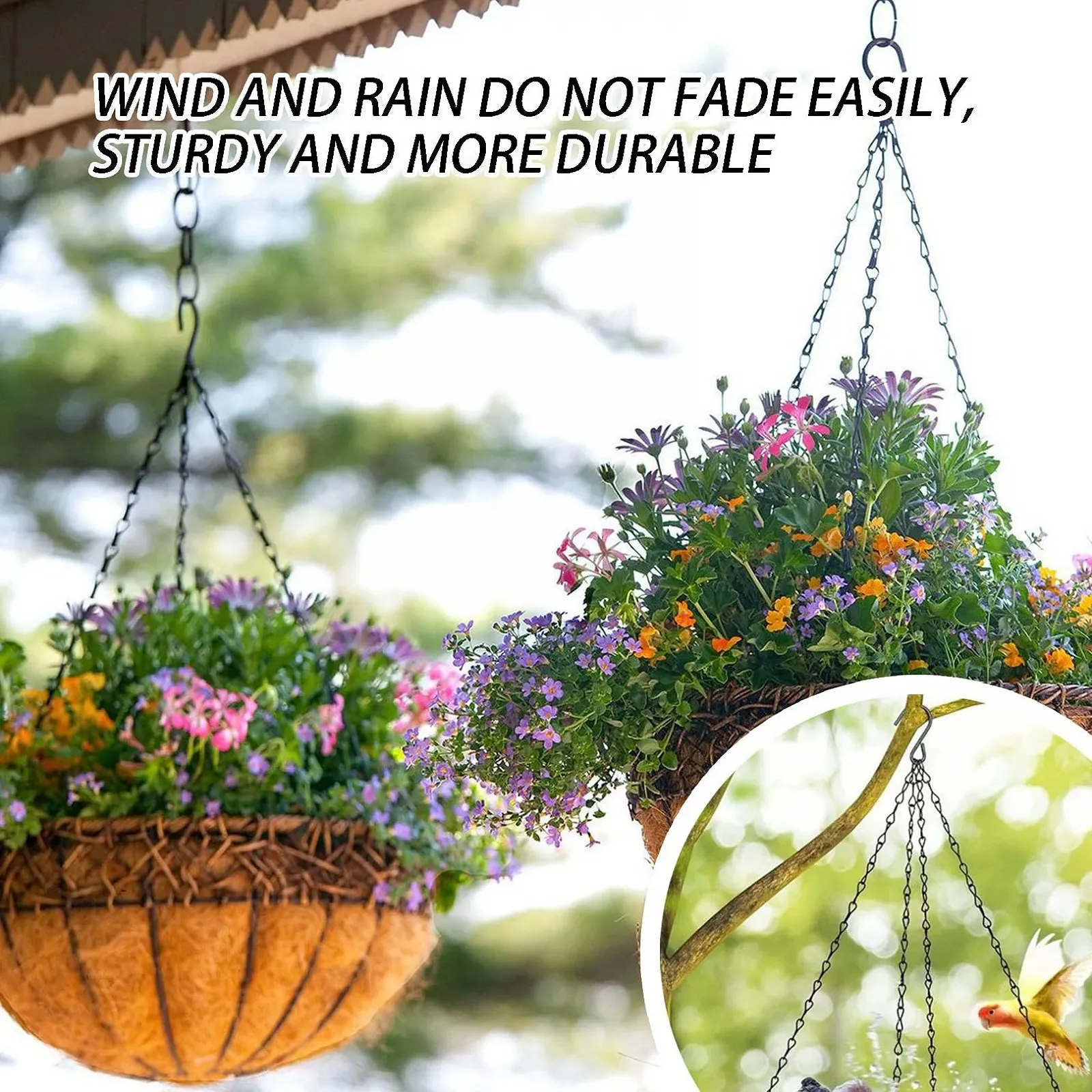 Набір підвісних ланцюгів для квіткових кошиків 4 шт. Метал 50 см Чорний, фото №6