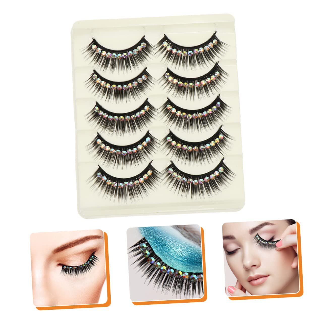 Вії Angoily Хімічне волокно 20 пар Діамантові стрази Хеллоуїн, фото №5