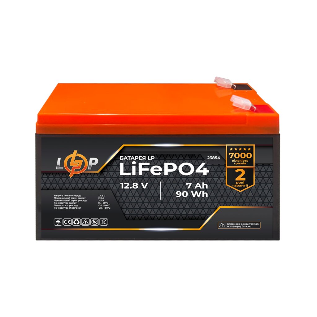 Аккумулятор LP LiFePO4 12,8V - 7Ah (90Wh), фото №1
