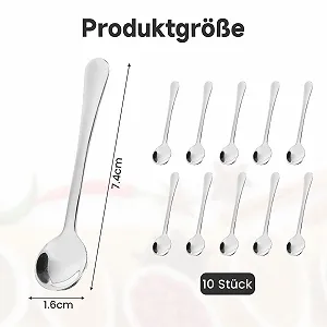 Набор из 10 мини-ложек для эспрессо, нержавеющая сталь, маленькие ложки, компактные и портативные, подходят для специй, соли, меда, чайной ложки, итальянские кофейные ложки (7,5 см, серебряные) synthetic.ua - Фото 1