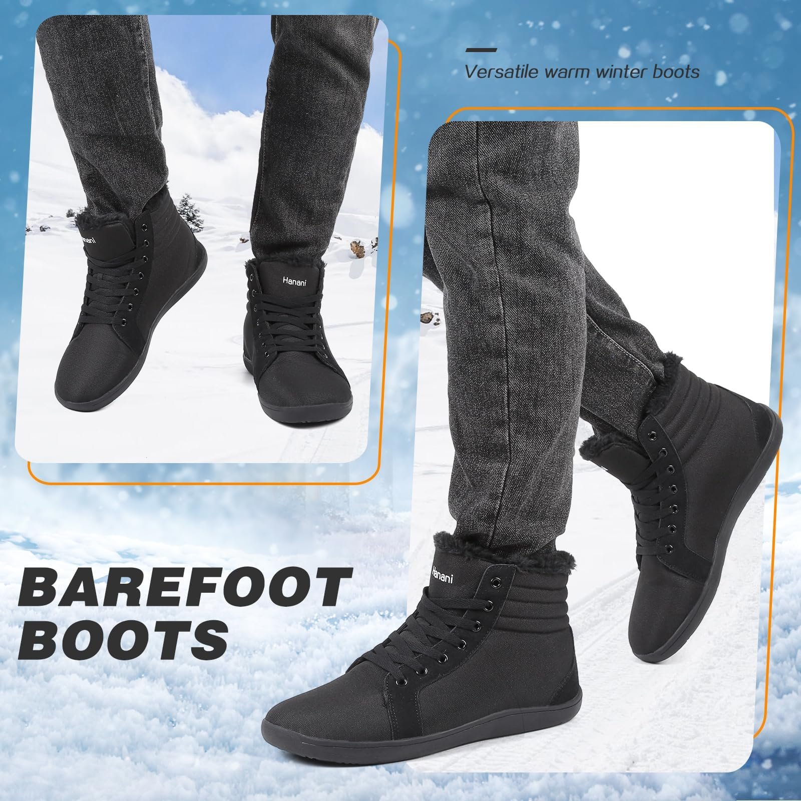 Ботинки Barefoot Зимние Мужские Женские Зимние Ботинки Утепленные Зимние Ботинки Снежные Ботинки Нескользящие Удобные, фото №6