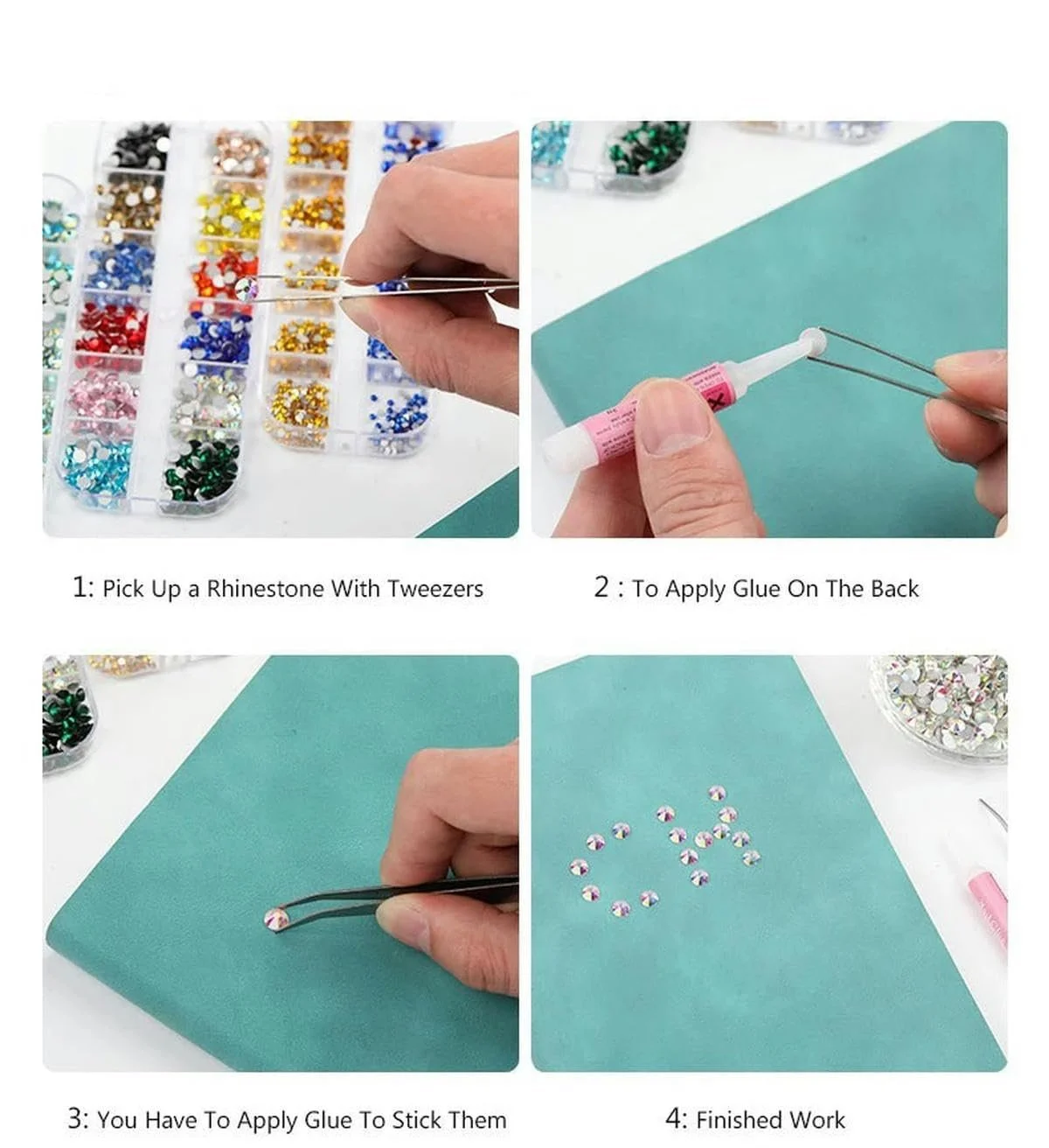 Стрази Плоска задня частина Crystal блакитне скло S 8, 1440 шт, фото №4